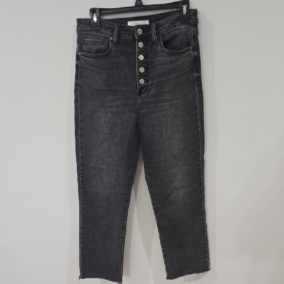 Eunina Sz 9 Charcoal Button-Up Cropped Jeans - Picture 1 of 8